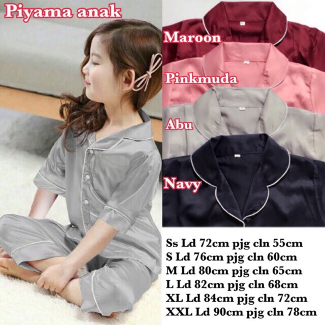 Piyama satin anak ready stock termurah