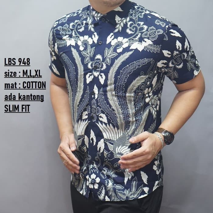 KEMEJA BATIK LENGAN PENDEK LBS 948 KEMEJA SLIMFIT BAHAN KATUN FORMAL