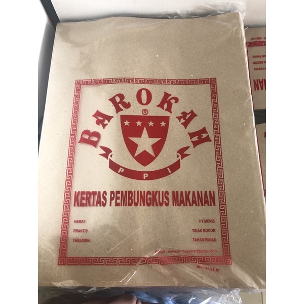 

Kertas Pembungkus Nasi Barokah ukuran 30x39cm 250lembar