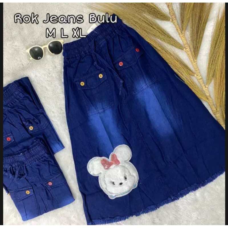 ROK JEANS ANAK PEREMPUAN LED LOL/HELLO KITTY BULU COD