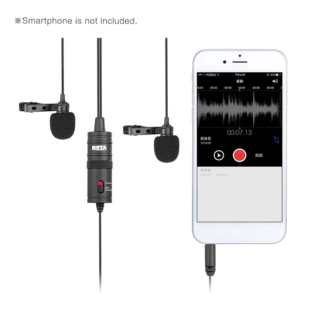 Microphone Boya BY-M1DM Dual Omni Lavalier Mic Directional Clip-On Smartphone Camcorder Perekam Audio Pc