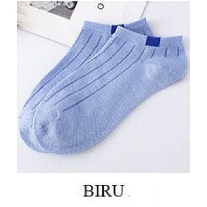 ☛BELIDEH☚ R103 Kaos Kaki Polos 6 Garis Unisex Fashion Wanita/Pria Kaos Kaki Import Murah Jakarta-BIRU MUDA