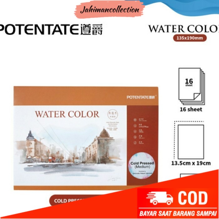 

✨ BISA COD ✨ Potentate Water Color Pad 195 x 135 MM 300 GSM 16 Sheets Cold Pressed