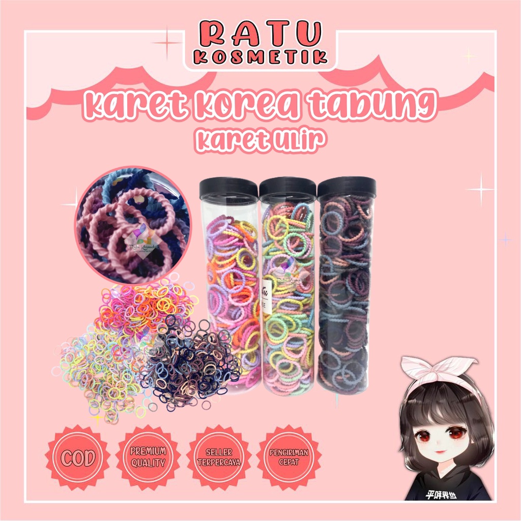 ❤ RATU ❤ Karet Ikat Rambut Wanita Korean Style Tabung | Kuncit Rambut Korea Pastel | Kuncir Nude Murah