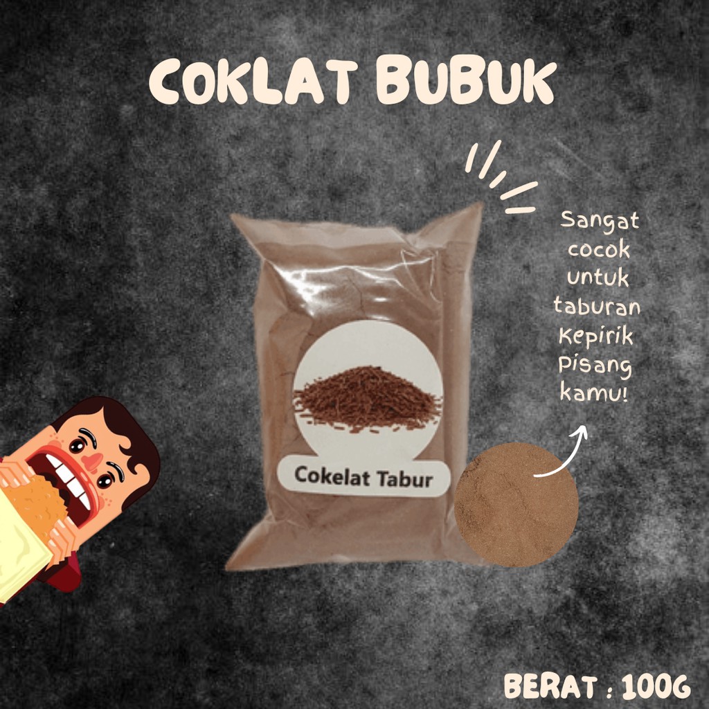 

Chocolate Seasoning / Coklat Bubuk Tabur Kemasan 100gram Bumbu Tabur Keripik Pisang