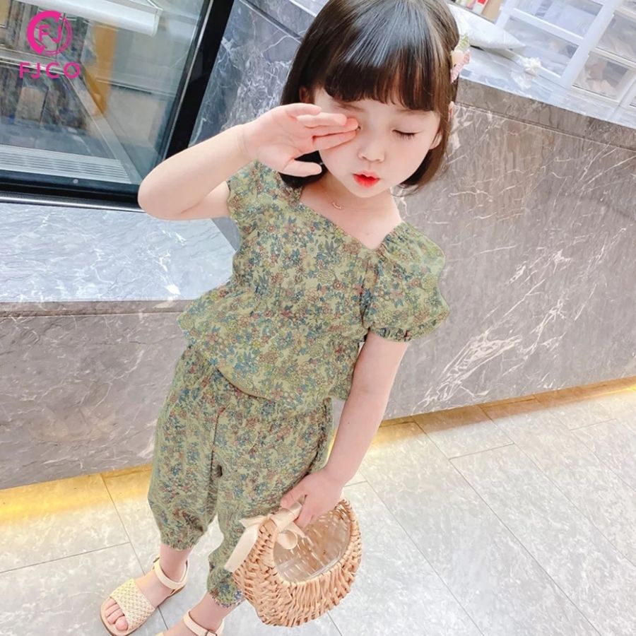 FJCO - Baju  Anak Perempuan Terbaru Size S-M / Setelan Anak Bahan Adem / Setelan Caca-cacabunga hijau
