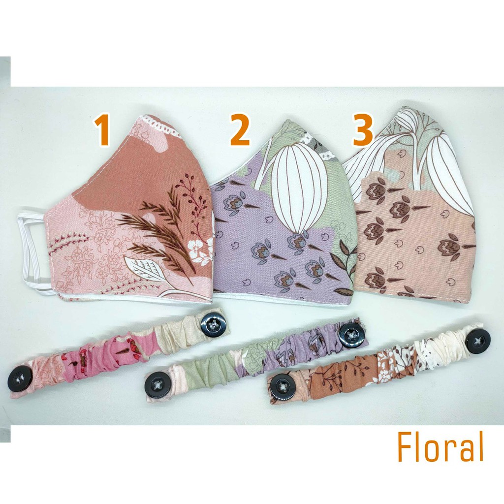 Masker 3 Ply Hijab Set Free Connector Matching Motif