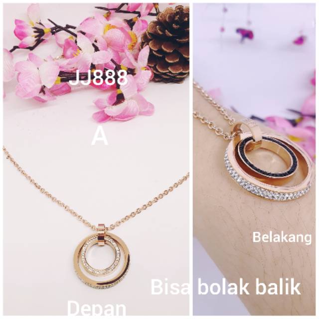 Kalung titanium panjang 70Cm mewah asli anti karat selamanya