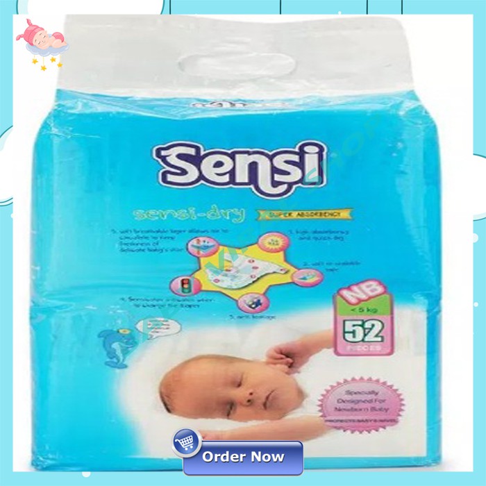 popok bayi NB SENSI Dry Perekat NB52/S48/M40/L34/XL30/XXL25 - NB 52 Pampers Tipe Perekat NS 242