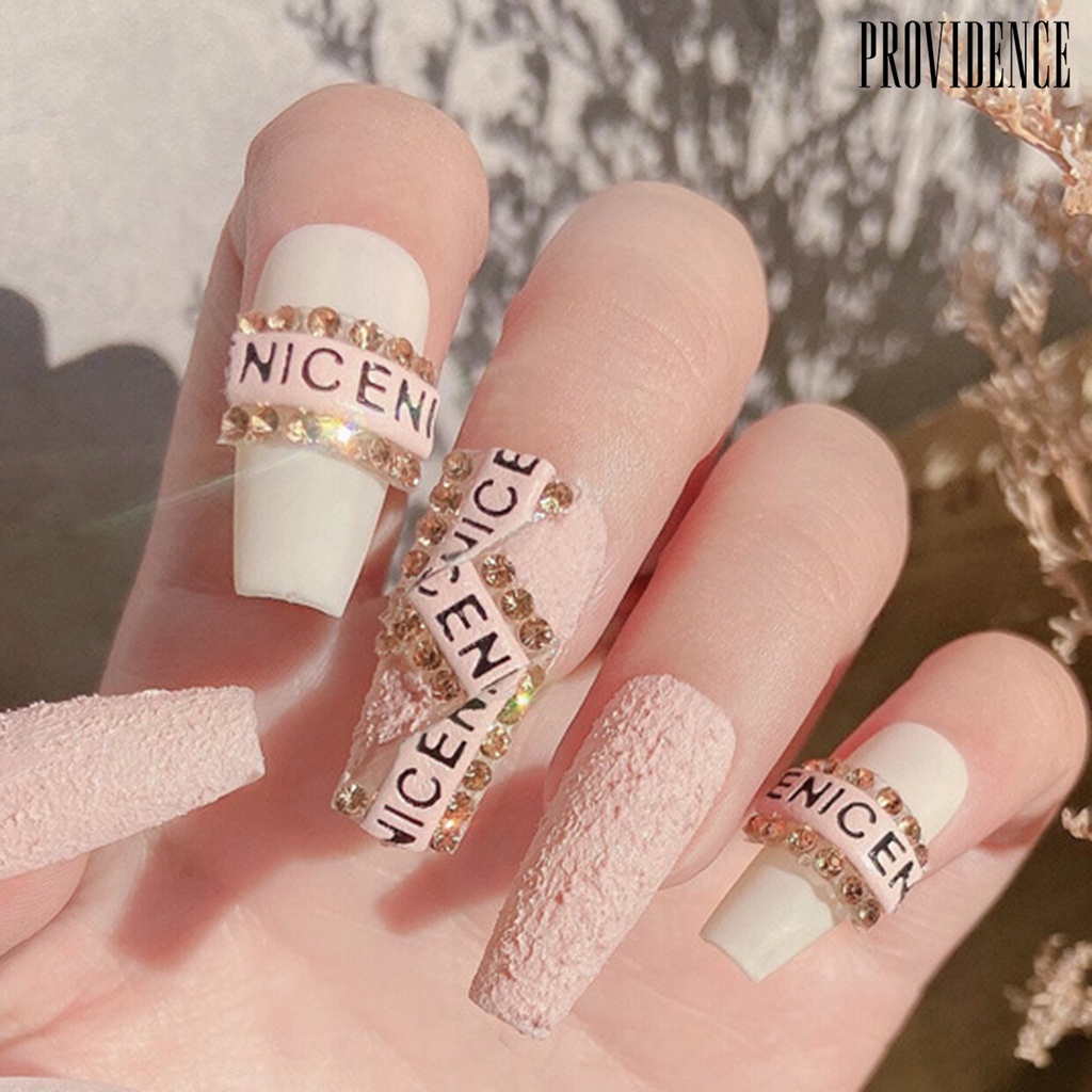 Providence 12Pcs Manicure Decal Anti-falling Eye-catching Easy to Apply Unique Glitter Letter Nail Art Decorations for Nails Beauty