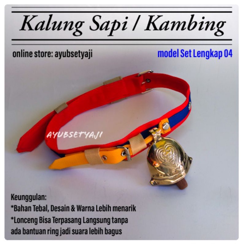 Kalung Lonceng Sapi Kalung Kambing model Set lengkap 04 Bel Bandul Lonceng Kuningan aksespris leher 