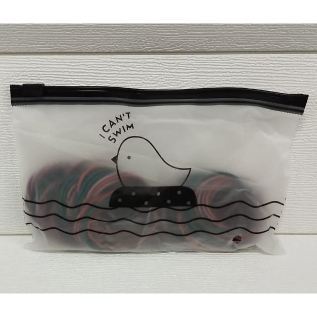 ❄ TMALL ❄ Ikat Karet Rambut 100 pcs + Bag Warna Polos Gaya Korea  Ikat Rambut Elastis COD R209 R398 R547-100PCS MIX TUA