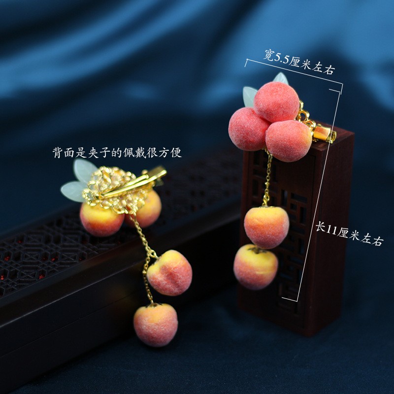 HPM-02 jepit rambut dinasti hairpin buah peach sepasang