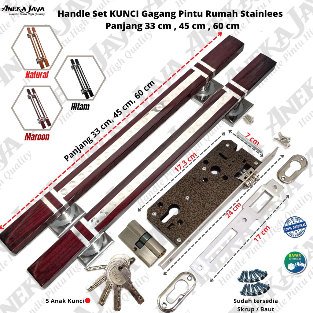 Handle set kunci pintu rumah gagang pintu rumah 33 cm 45 cm 60 cm tarikan pintu rumah pegangan pintu rumah terbaru murah 2022