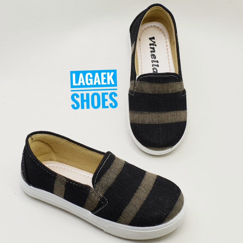 sepatu anak jeans usia 1 2 3 4 5 6 tahun SALUR HITAM slop 