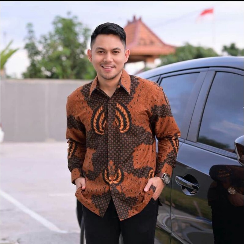 kemeja batik pria KAPAL KANDAS modern lengan panjang