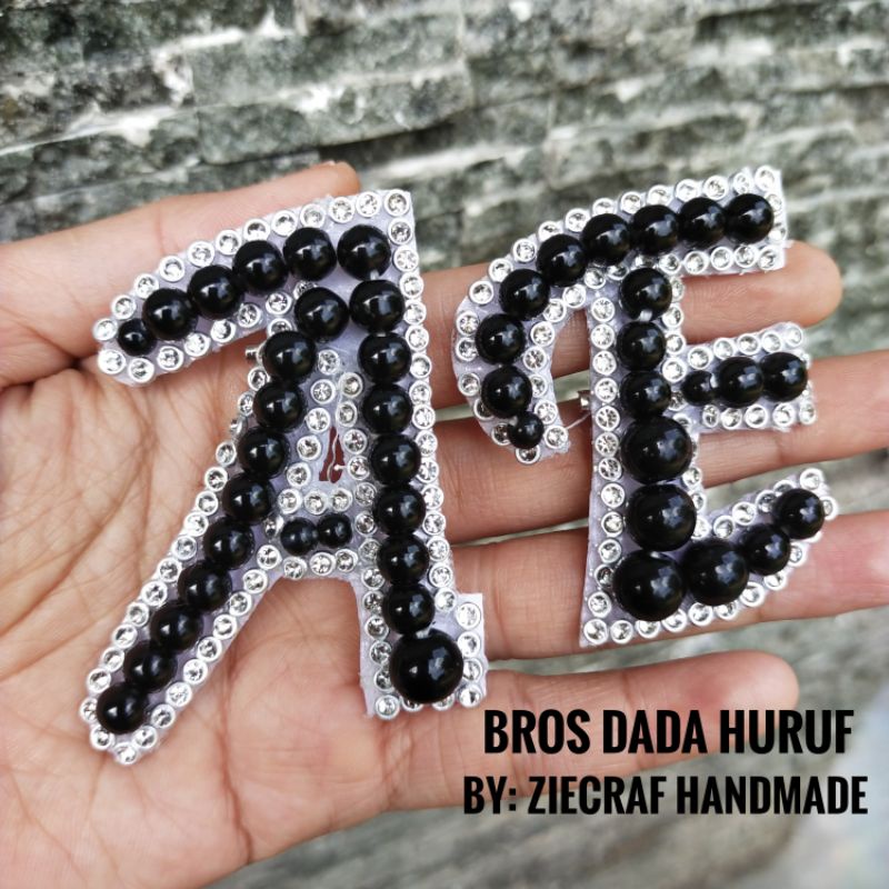 Bros Dada Huruf Mutiara Hitam Bros Dada Huruf Bisa Request A-Z Bros Bahu Murah