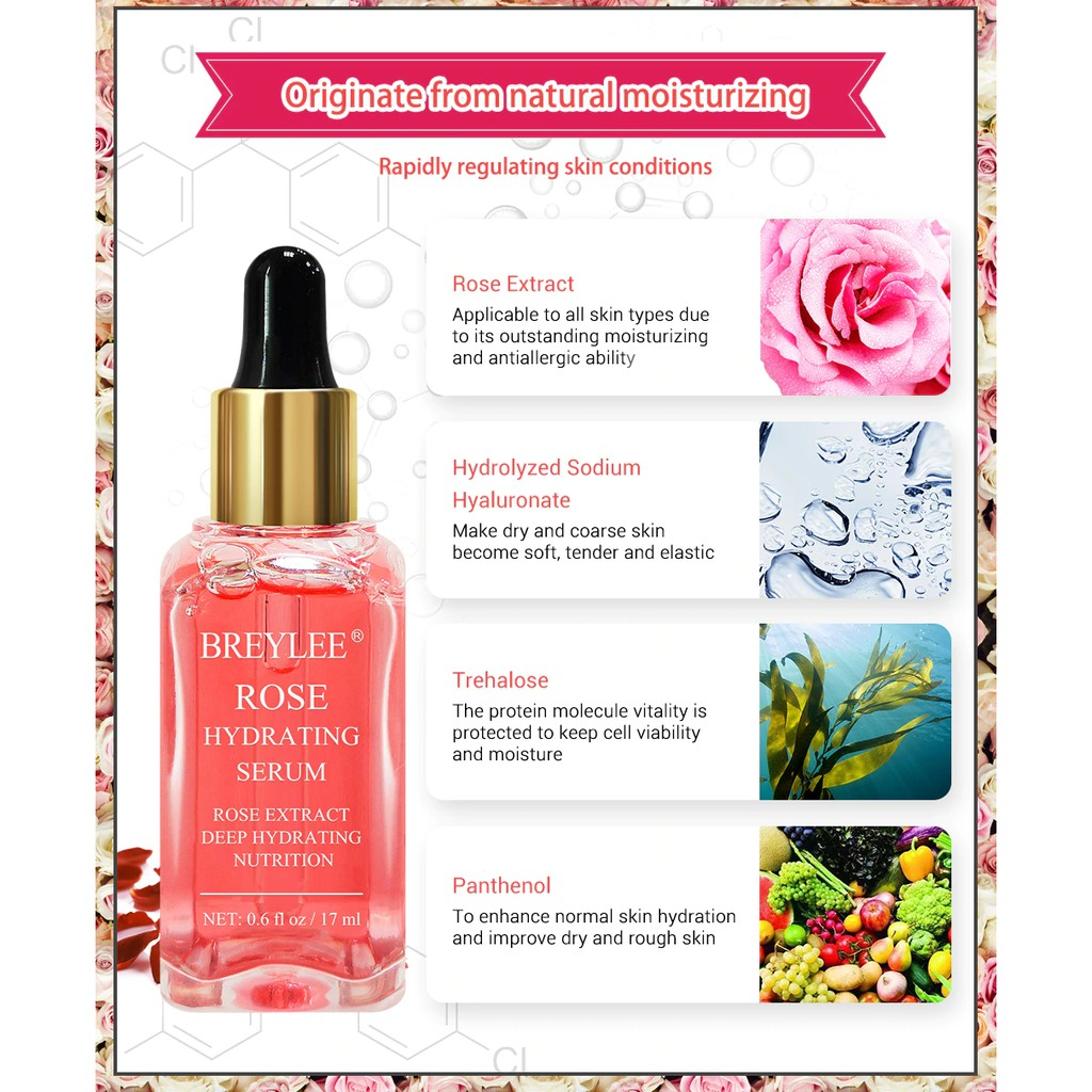 [BPOM] BREYLEE Rose Hydrating Serum untuk Melembabkan / Memutihkan / Menghidrasi / Anti Aging