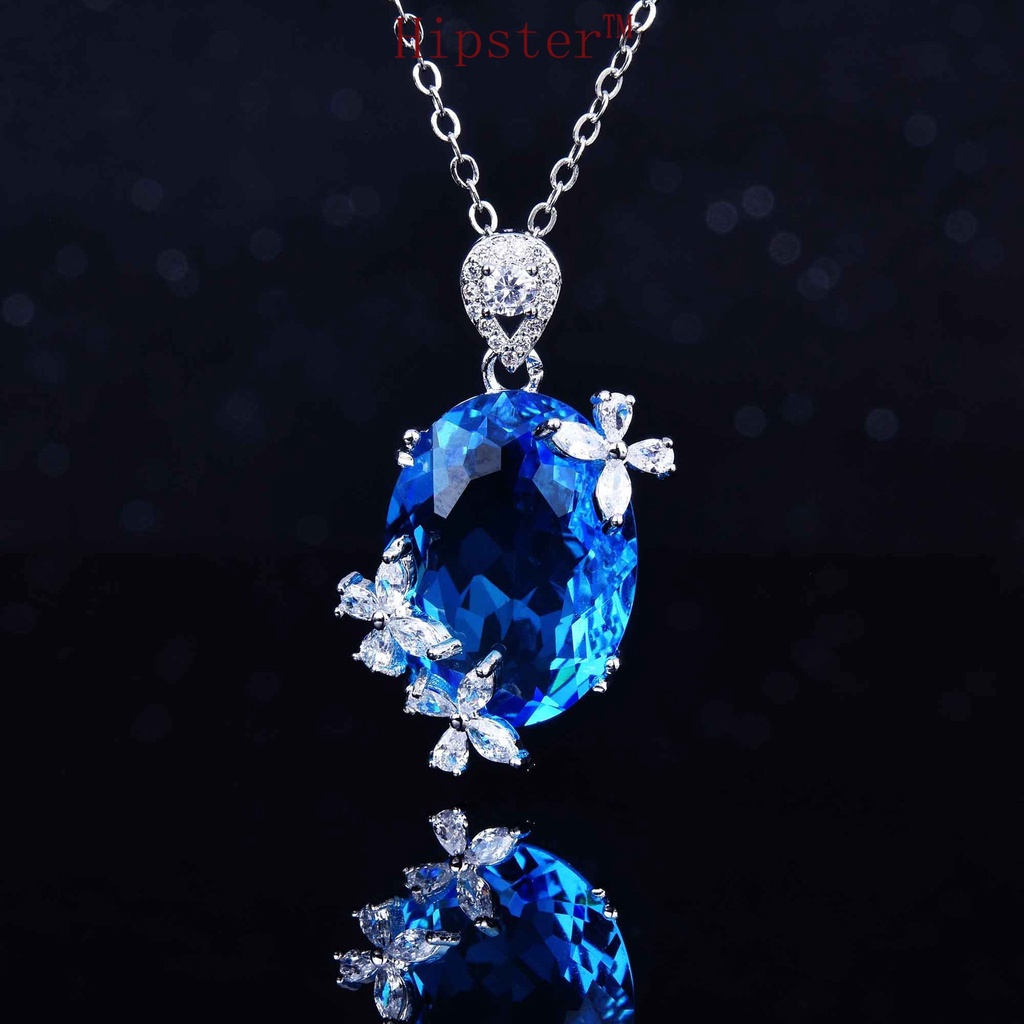 Gao Ding Jewelry Butterfly Opening Ring Aquamarine Necklace Pendant