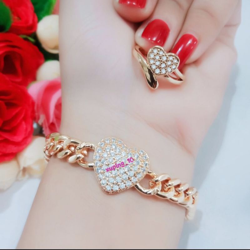 Gelang Xuping 24K Love Rantai Free Cincin Love Akar Lapis Emas