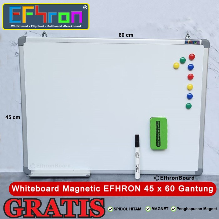 

Whiteboard Magnetic EFHRON 45 x 60 cm Gantung Spdl HTM, Magnet, HPSN promo