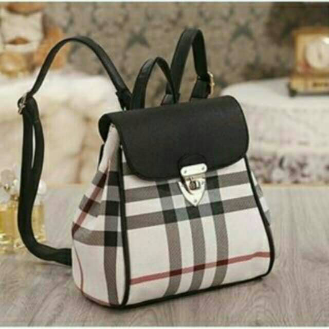 tas ransel motif burberry import