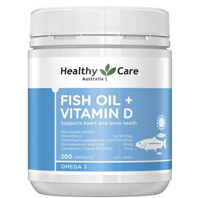 Healthy Care Fish Oil + Vitamin D 200 Capsules