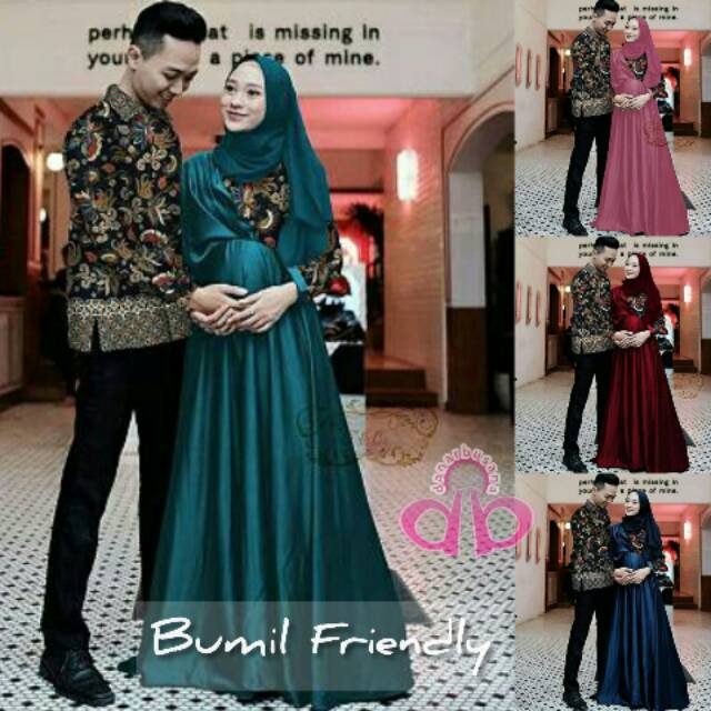 Gamis Couple Batik Nitzha Rind Bahan Balotelli Kombi Batik Prada Gamis Bumil Ibu Hamil Couple Nizha Shopee Indonesia