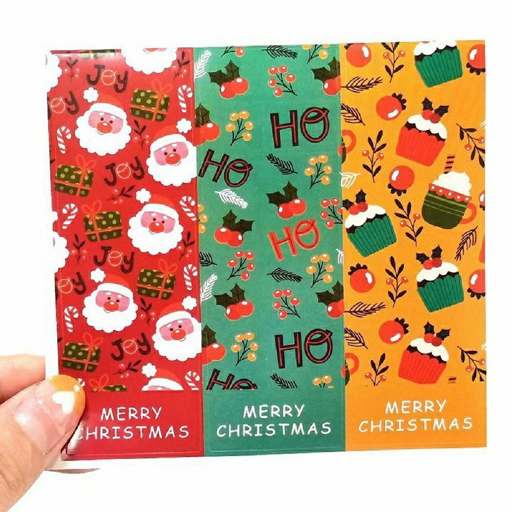 

JMall 3Pcs Sticker Natal Label Kotak Hadiah Ukuran 90x30mm Untuk Dekorasi Natal Christmas Gift DIY Hang Tag