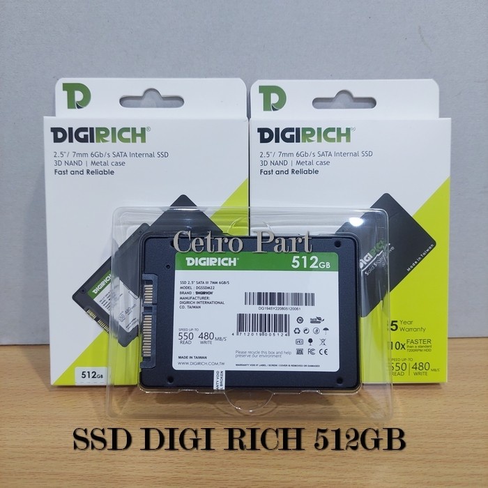 SSD DIGI RICH 512GB 2.5 Inch / 7mm SLIM 6.0Gb/s SATA 3 Internal SSD