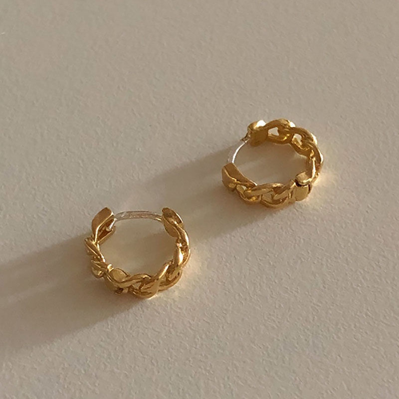 We Flower Anting Hoop Rantai Twisted Bahan S925 Silver Metal Bentuk Geometris Untuk Wanita