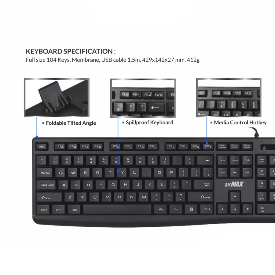 Trend-KEYBOARD MOUSE COMBO AIRMAX MK-1000M MK100M MULTIMEDIA