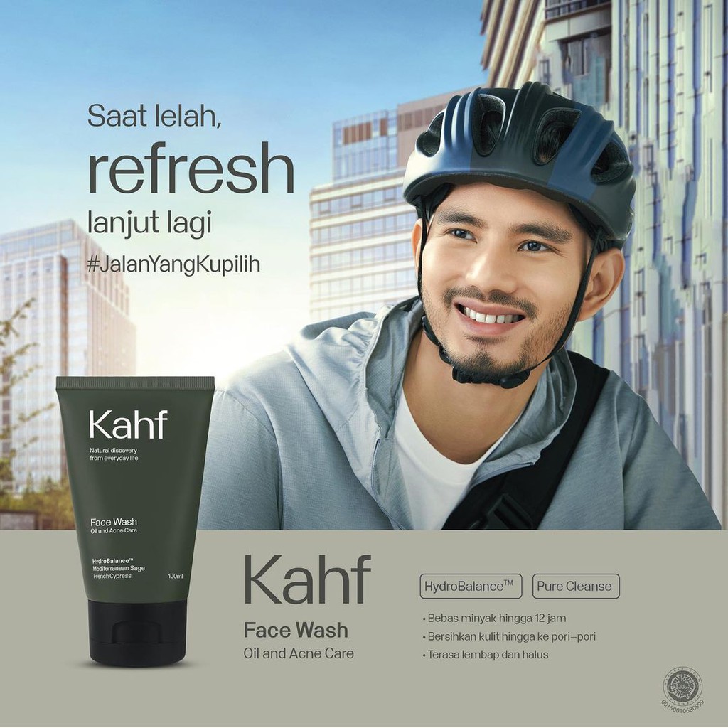 KAHF Face Wash Oil Acne Care 100ml - Sabun Pembersih Muka Berminyak Sabun Penghilang Jerawat Wajah Pria