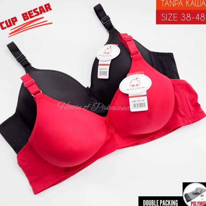 BEST SELLER] BH Guini CUP Besar ||Beha Jumbo CUP D Ukuran 38-48 - Hitam, 38D