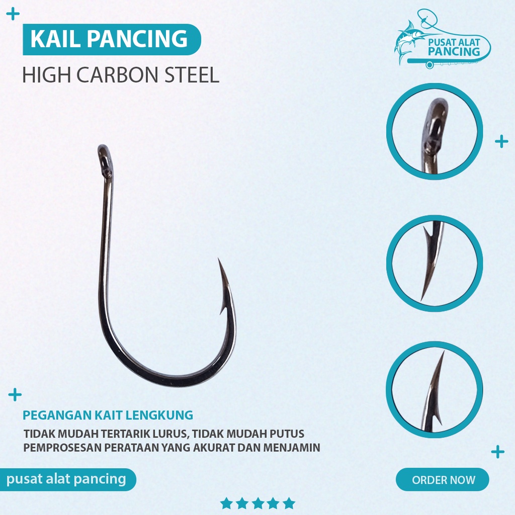 Kail Pancing 1053 Ikan High Carbon Steel Kait Mata Kail Pancing Hi Carbon Barbed Fishing Hook Fishing Tackle Kail Aksesoris Peralatan Pancing