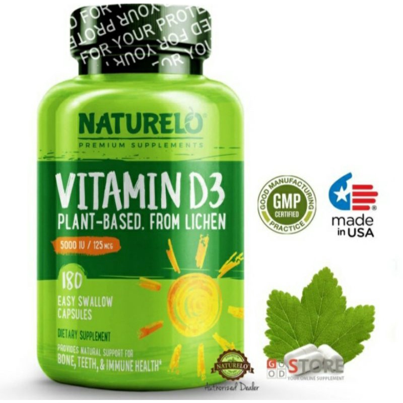 ORIGINAL NATURELO - Vitamin D3 5000 IU (Plant-Based) - 180 capsules