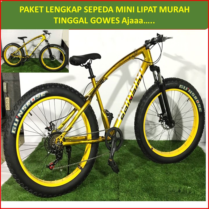 MURAH Paket Lengkap Sepeda MTB BEINAIDI Fat Tyre HIGH CARBON STEEL 7 Speed