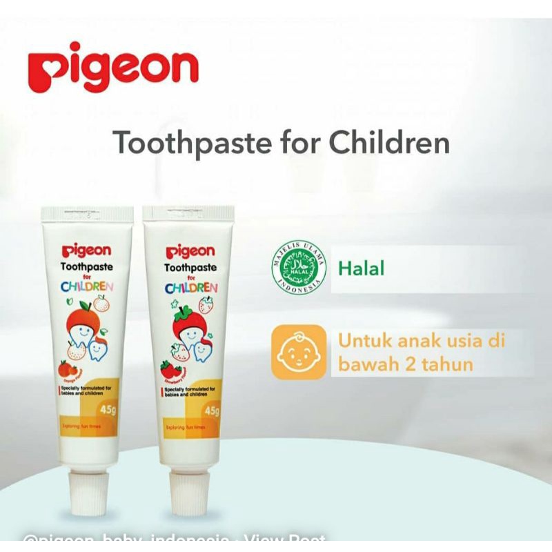 ORIGINAL PIGEON Toothpaste Odol Pasta Gigi Bayi Anak Fluoride Free 45 g gr 45gr Strawberry Orange Tooth Paste