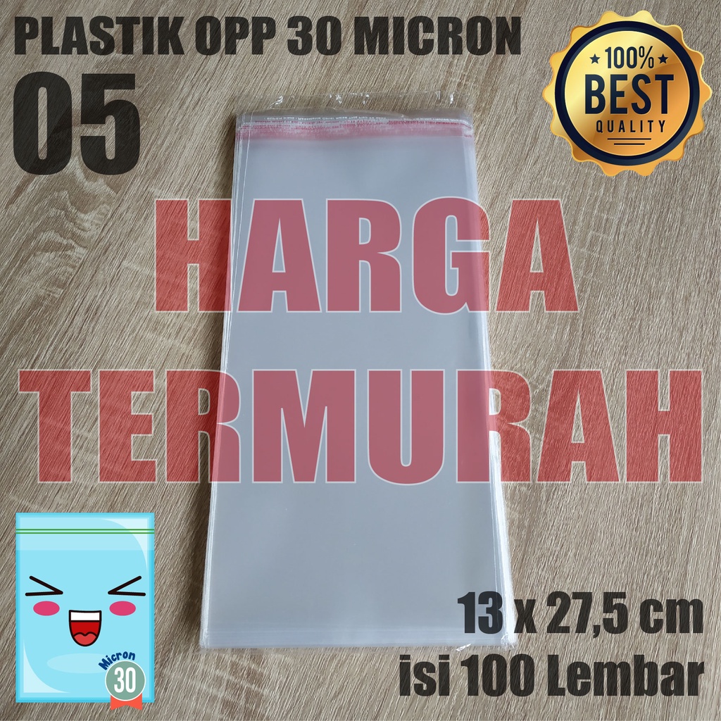 Plastik Opp 13x27,5 cm Plastik Seal Plastik Opp Lem Plastik Kemasan Tebal 30 Micron