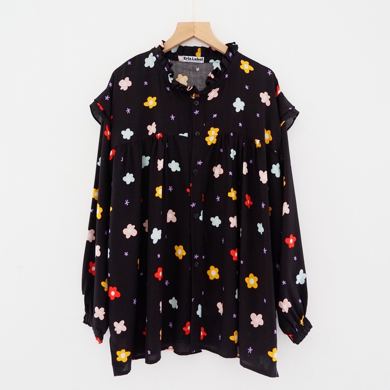 Kemeja Motif Oversize XXL LD 130  Rayon Bigsize Blouse Jumbo-1