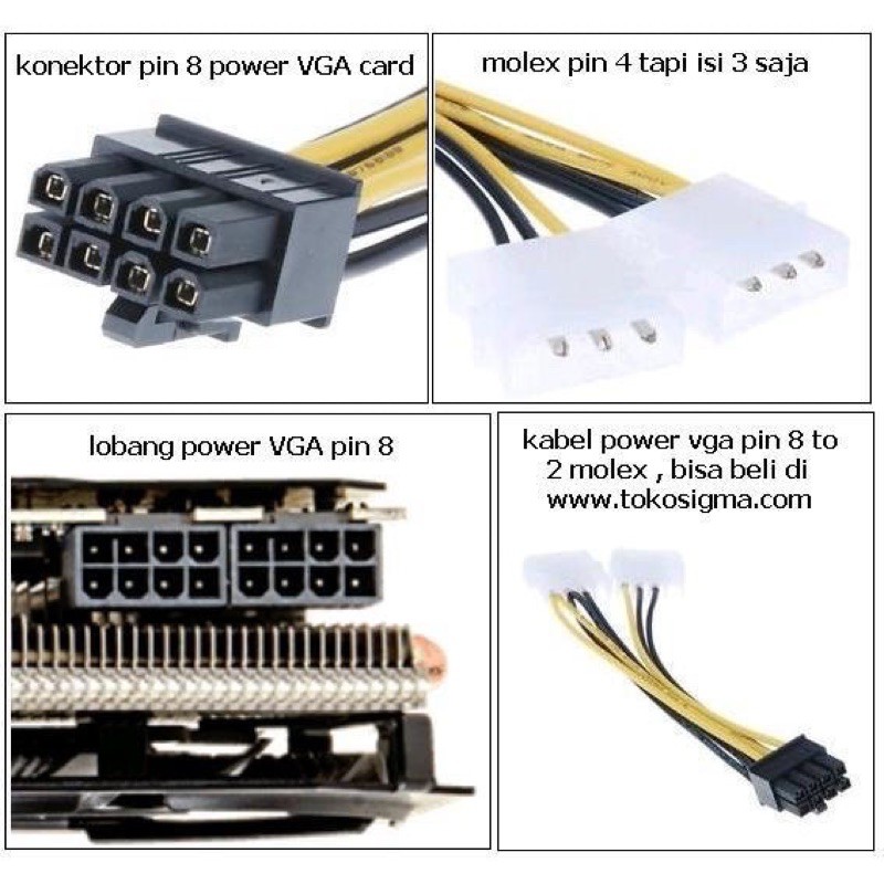 Kabel Power VGA 8 Pin Adapter 2 molex to 8 pin / 8pin PCIE / PCI-E