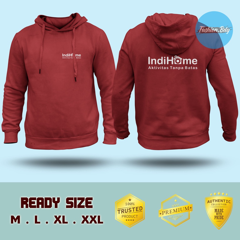 Jaket Indihome Sweater Hoodie Tebal Size M L XL XXL Jumbo