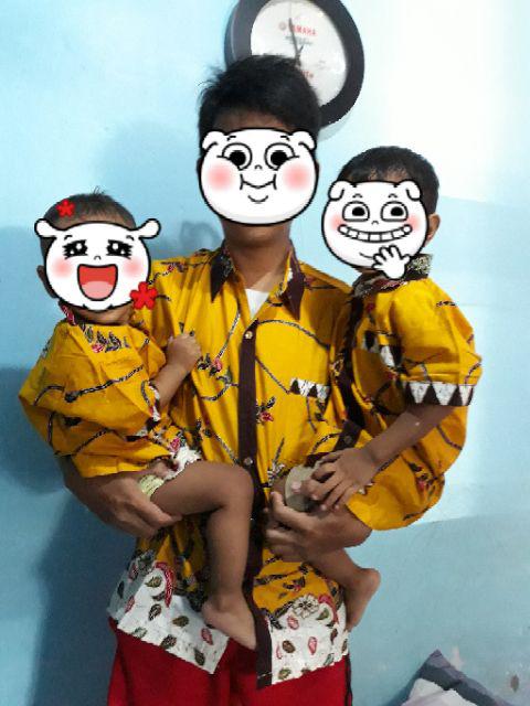 Qnunbatik Batik Keluarga/family Gamis Muslim Adelia Madura Kuning