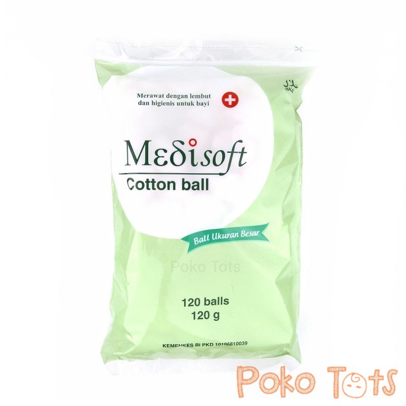 Medisoft Cotton Ball Hijau Big Size 120gr Kapas Bulat 120 pcs WHS