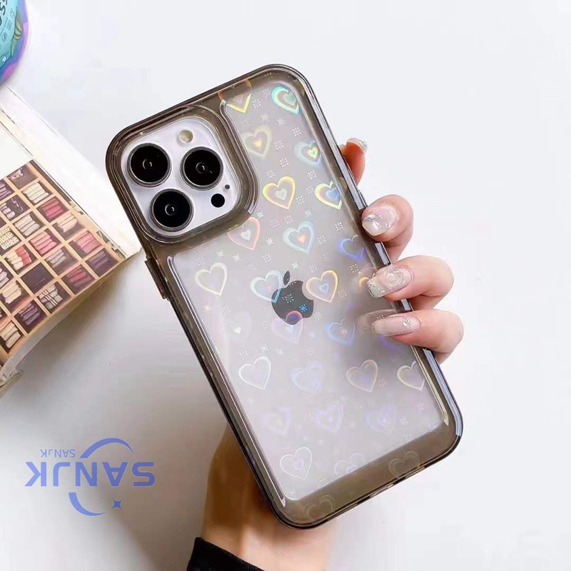 New ! ! Fashion gradient laser love iPhone case 13 Pro max 11 12 Pro Max X XR XS MAX full cover iPhone 7 8Plus X XR XS MAX full protection Transparent case