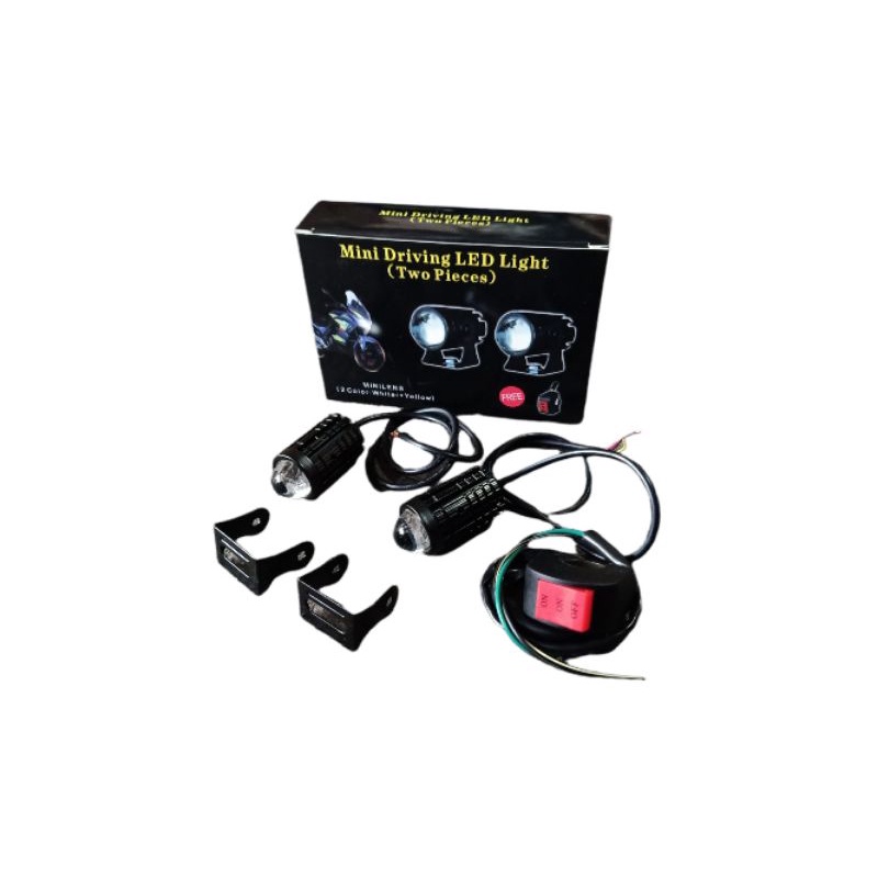LED 2 in 1 mini driving lampu tembak LED mini driving putih dan kuning + saklar