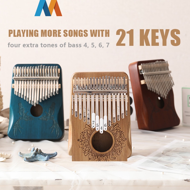 【Mukava】2023 Terbaru kalimba 21 keys 21 kunci deer wood kayu finger piano alat musik musical instrument portable murah