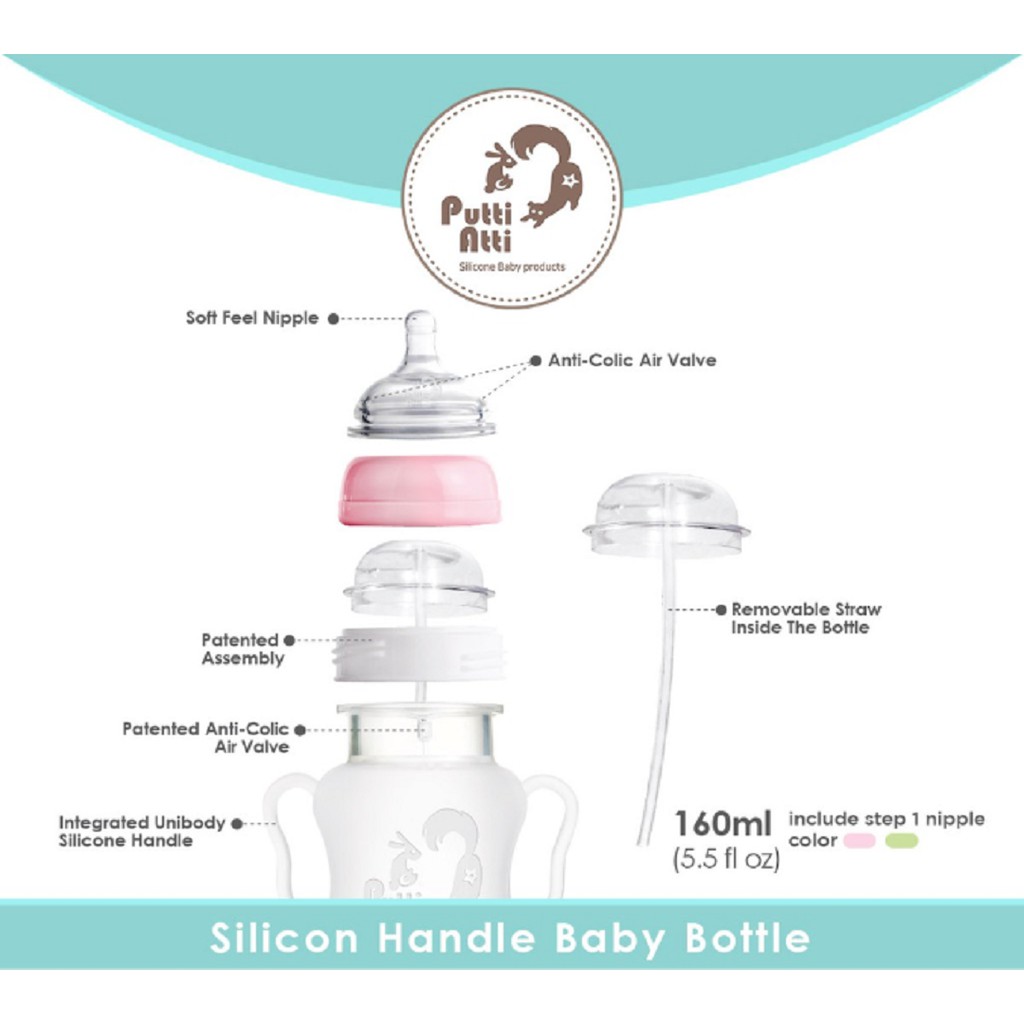 Putti Atti Silicone Handle Baby Bottle 160ml