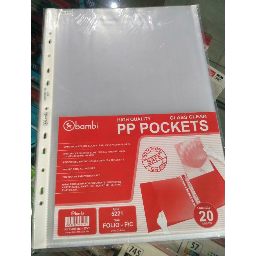 

sheet protector pocket folio 0 065 mm isi 20 pc Bambi