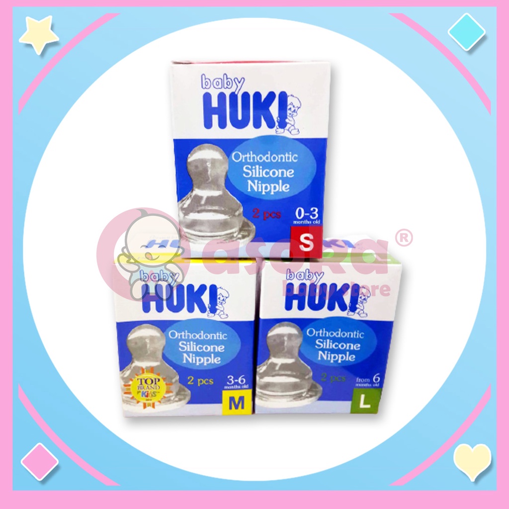 HUKI BABY Dot Nipple Orthodontic Silicone Ukuran S / M / L Isi 1 ASOKA